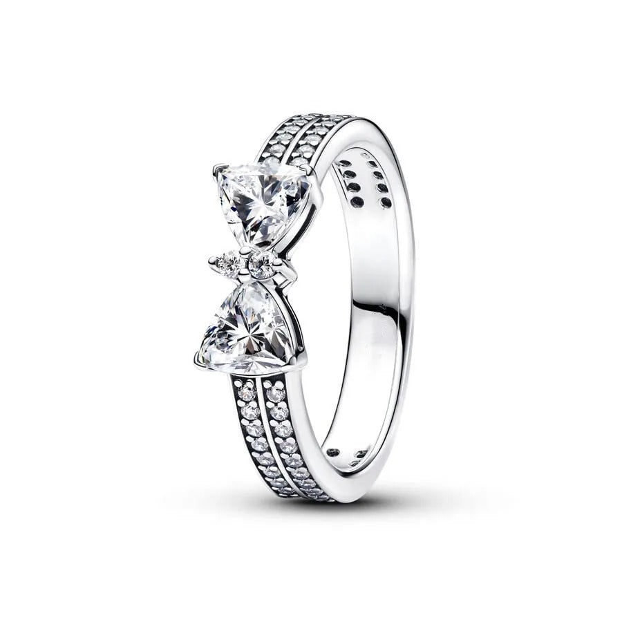 Anillo Doble Banda Lazo Brillante