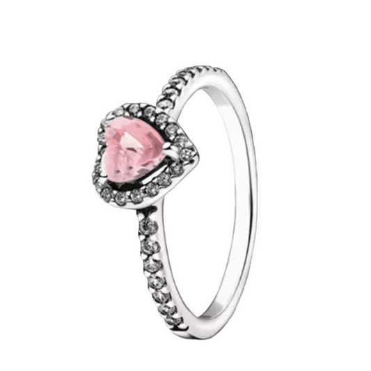 Anillo Corazón Nivelado Rosa Brillante