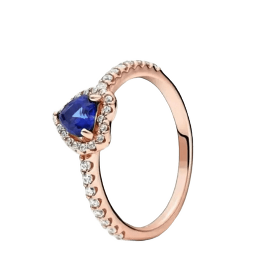 Anillo Corazón en Relieve Azul Brillante
