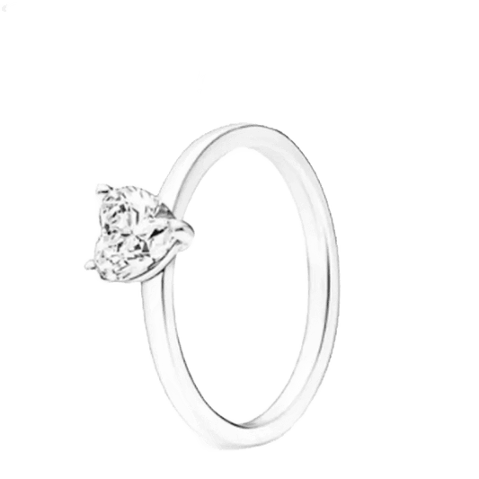 Anillo Solitario Corazón Brillante