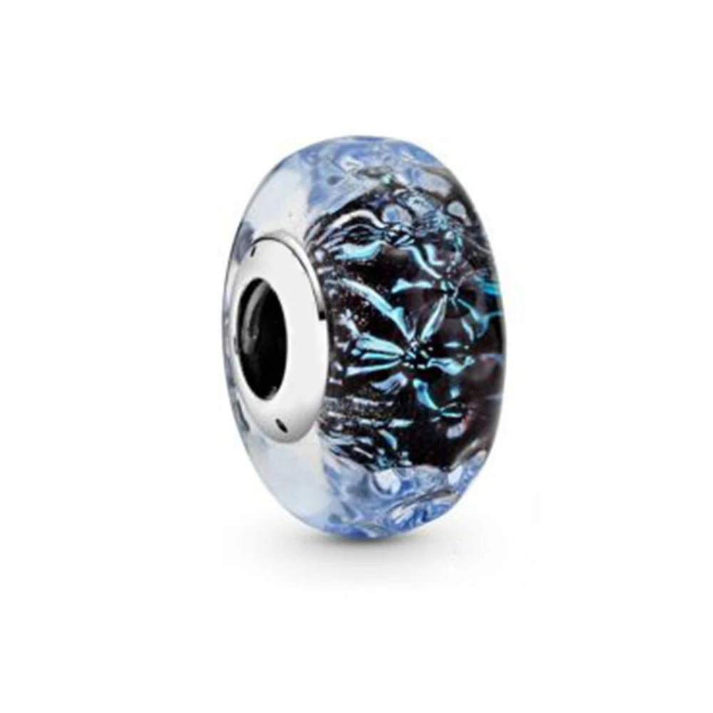 Charm Efecto Cristal de Murano Azul Oscuro